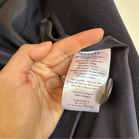 Sezane Manteau Johnson Coat in Marine Navy Blue Size 36 NEW NWT - Picture 7 of 10
